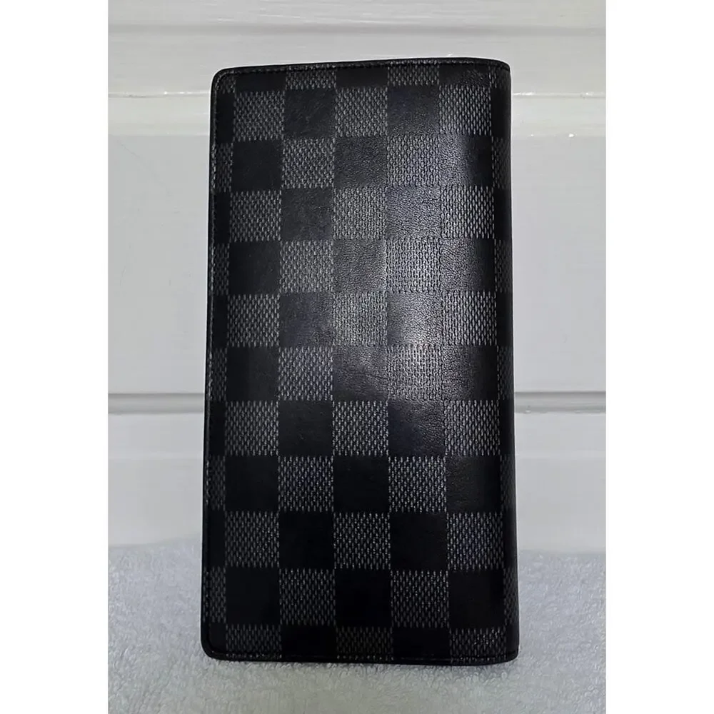 Louis Vuitton Men's Damier Graphite Check Bifold Wallet w/Zip Coin Pocket KEI